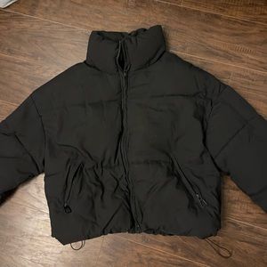 Black Cropped Puffer Jacket